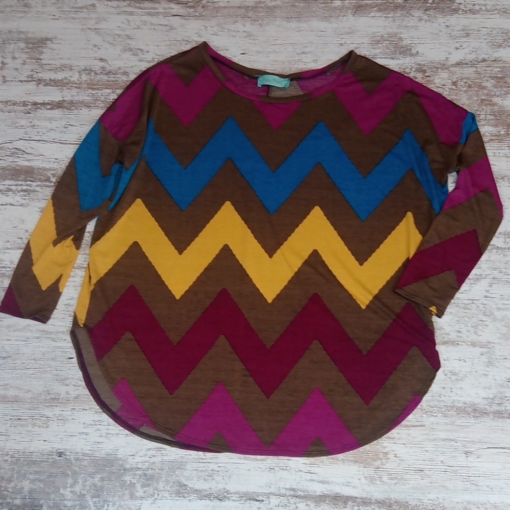Filly Flair Multi Color Aztec Flowy Blouse Top - image 1